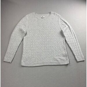 Croft & Barrow Womens XL Gray Cable Knit Long Sleeve Crewneck Pullover Sweater
